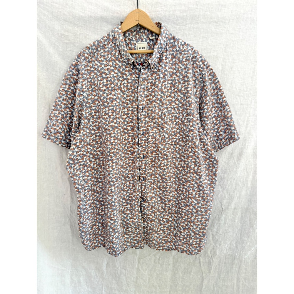 ROWM Inside Out Cotton Shirt  Abstract Print Short Sleeve 3XT Tall